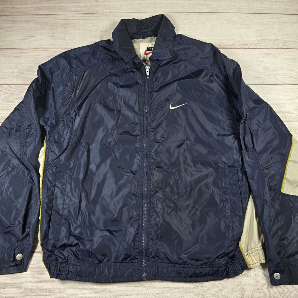Vintage Nike Swoosh Full Zip Windbreaker Track Jacket 90s 2000s Sz Medium FLAW